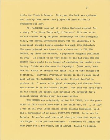 Lot #196 Elmore Leonard: Elmore Leonard's original typescript for Bandits - Image 4