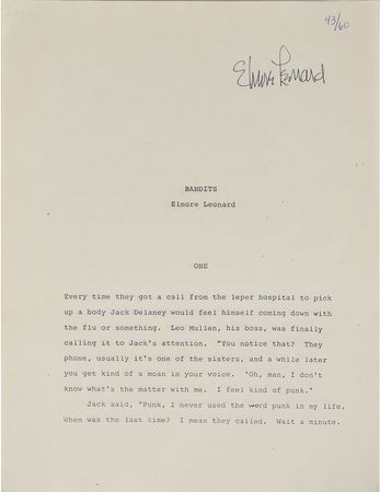Lot #196 Elmore Leonard: Elmore Leonard's original typescript for Bandits - Image 10