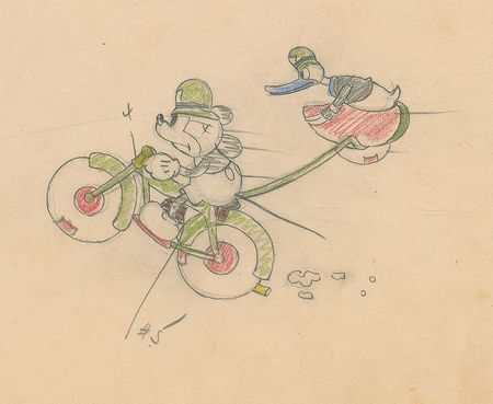 Lot #725 Mickey Mouse and Donald Duck Production Drawing from The Dognapper Production Drawing - Image 1