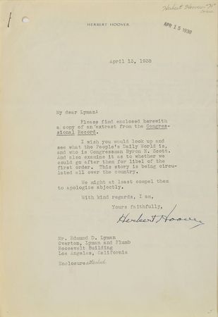 Lot #325 Herbert Hoover Letters - Image 1
