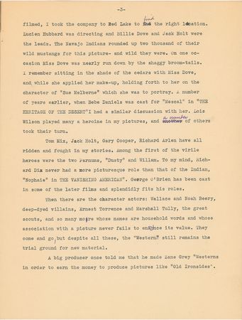 Lot #167 Zane Grey Manuscript - Image 3