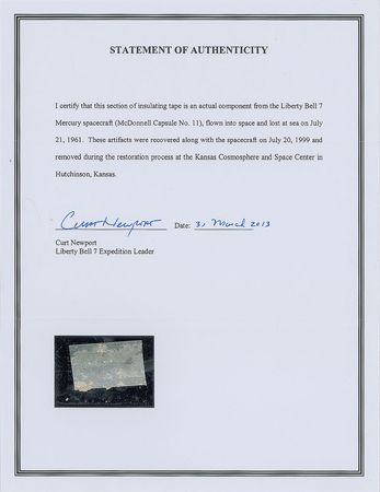 Lot #637 Liberty Bell 7 Flown Artifact - Image 1