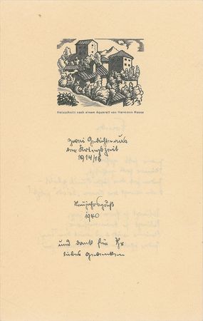 Lot #46 Hermann Hesse: Hesse pens Two poems from