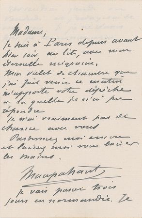 Lot #70 Guy de Maupassant Handwritten Letter Signed - Image 1