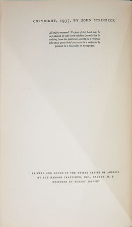 Lot #99 John Steinbeck: Of Mice and Men, beautifully signed by Steinbeck - Image 3
