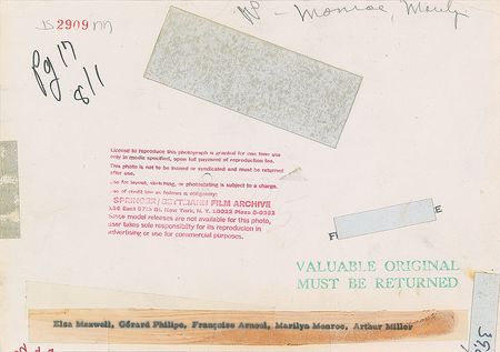 Lot #989 Marilyn Monroe, Arthur Miller, and Gerard Philipe Photograph - Image 2