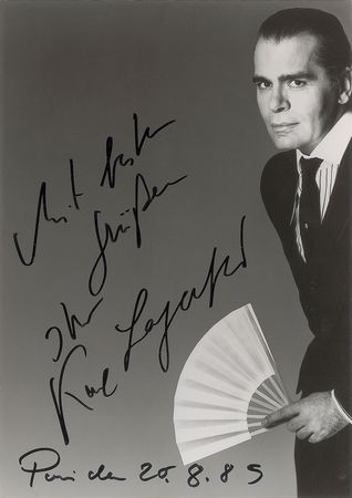 Lot #692 Karl Lagerfeld and Pierre Cardin Signed Photographs - Image 1