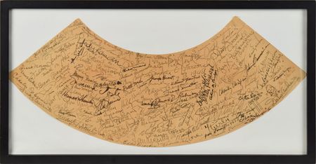Lot #904 1940s Hollywood: Hollywood's biggest stars—over 100 signatures on a lampshade from the Players Club - Image 1