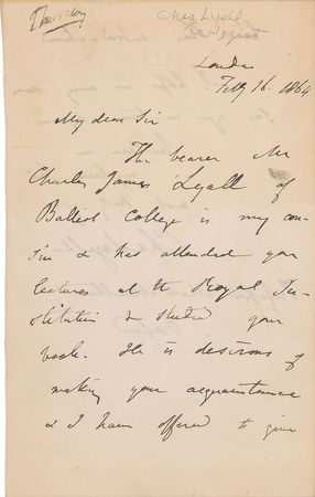 Lot #387 Charles Lyell Handwritten Letter Signed - Image 1