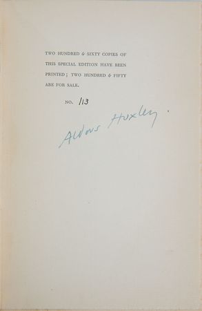 Lot #181 Aldous Huxley Book - Image 1