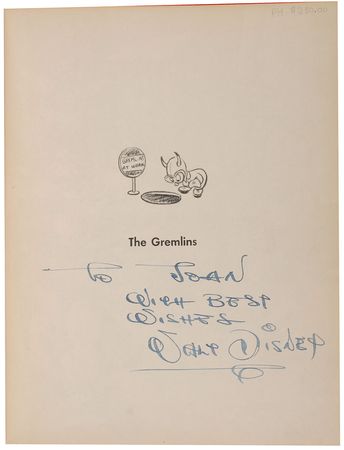 Lot #702 Walt Disney: Rare inscribed first edition for Disney?s abandoned 1943 film - Image 1