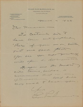 Lot #12 Edgar Rice Burroughs: If you and Mr.
