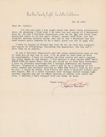Lot #19 Raymond Chandler: If I could recreate that