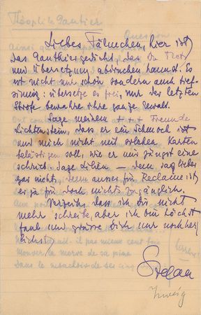 Lot #122 Stefan Zweig: Zweig requests a poetic translation—