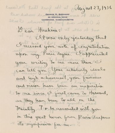 Lot #372 George David Birkhoff: 