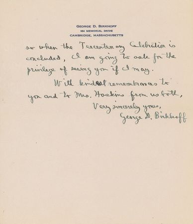 Lot #372 George David Birkhoff: 