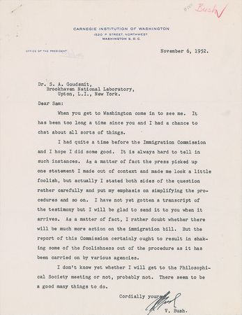 Lot #374 Vannevar Bush Typed Letters Signed - Image 1