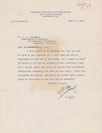 Lot #374 Vannevar Bush Typed Letters Signed - Image 2