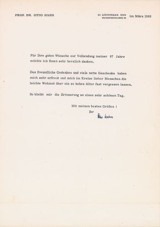 Lot #385 Otto Hahn: Letters from Otto Hahn, including one to fellow Nobel laureate James Chadwick - Image 3