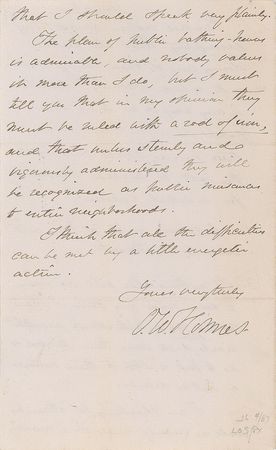 Lot #49 Oliver Wendell Holmes, Sr: Decrying a Boston bathhouse's 