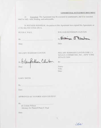 Lot #307 Bill and Hillary Clinton: A Clinton controversy—Bill and Hillary settle a campaign-related lawsuit - Image 2