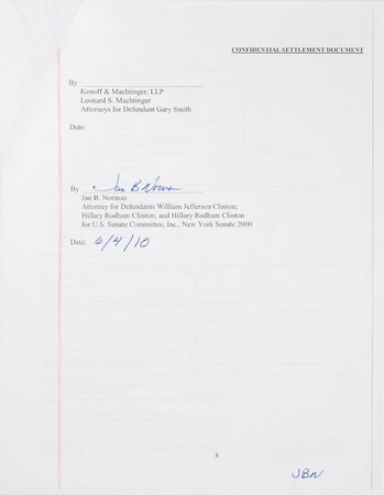 Lot #307 Bill and Hillary Clinton: A Clinton controversy—Bill and Hillary settle a campaign-related lawsuit - Image 3