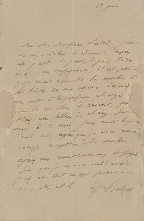 Lot #6 Honore de Balzac: Scarce autograph letter