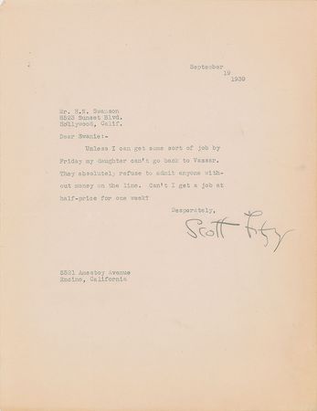 Lot #33 F. Scott Fitzgerald: The desperate
