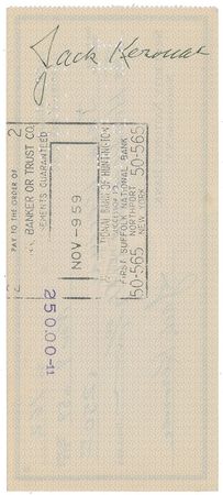 Lot #58 Jack Kerouac: Superb triple-signed Kerouac check - Image 2