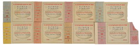 Lot #9556  Berlin 1936 Summer Olympics Set of (8) Jesse Owen Event Tickets - Image 1