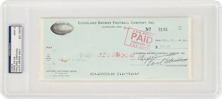Lot #9430 Ernie Davis Signed Check - Image 1