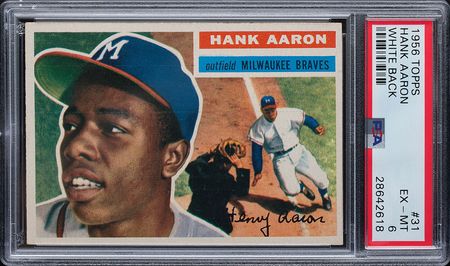 Lot #9127  1956 Topps #31 Hank Aaron PSA EX-MT 6 - Image 1