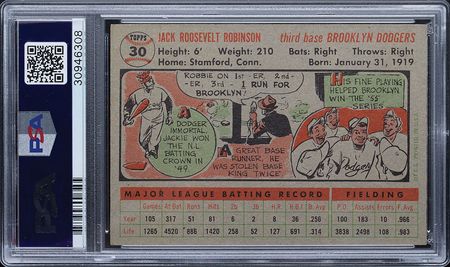 Lot #9125  1956 Topps #30 Jackie Robinson PSA EX-MT+ 6.5 - Image 2