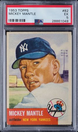 Lot #9121  1953 Topps #82 Mickey Mantle PSA EX 5 - Image 1