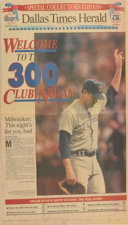 Lot #9400  Baseball Record Newspapers: Nolan Ryan and Pete Rose - Image 1