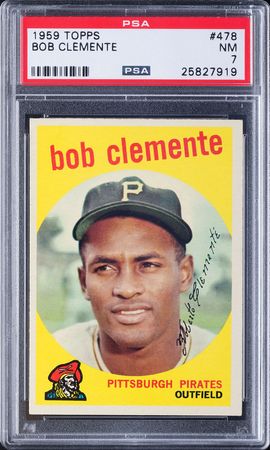 Lot #9137  1959 Topps #478 Roberto Clemente PSA NM 7 - Image 1