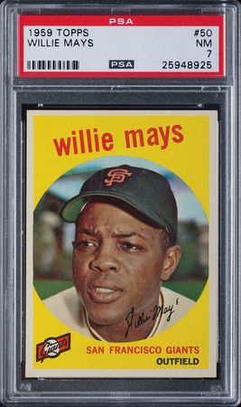 Lot #9138  1959 Topps #50 Willie Mays PSA NM 7 - Image 1