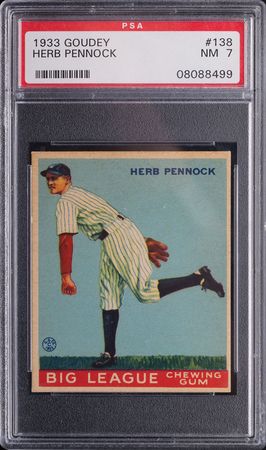 Lot #9087  1933 Goudey #138 Herb Pennock PSA NM 7 - Image 1