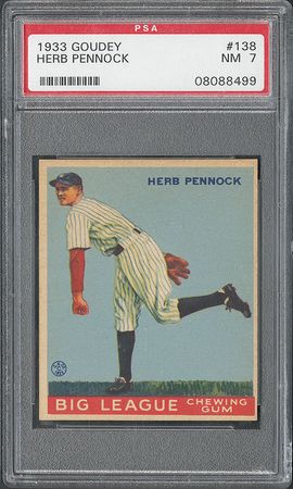 Lot #9087  1933 Goudey #138 Herb Pennock PSA NM 7 - Image 2