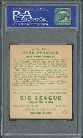 Lot #9087  1933 Goudey #138 Herb Pennock PSA NM 7 - Image 3