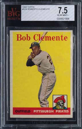 Lot #9131  1958 Topps #52A Roberto Clemente Beckett Near Mint+ 7.5 - Image 1