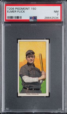 Lot #9042  T206 Piedmont 150 Elmer Flick PSA NM 7 - Image 1