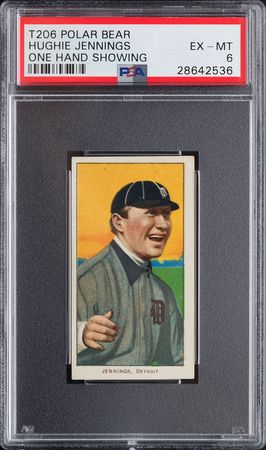 Lot #9051  T206 Polar Bear Hughie Jennings PSA EX-MT 6 - Image 1