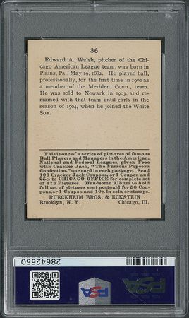 Lot #9069  1915 Cracker Jack #36 Ed Walsh PSA NM 7 - Image 3