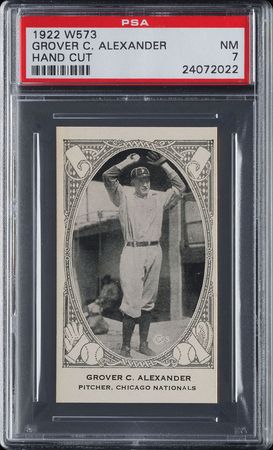 Lot #9079  1922 W573 Grover C. Alexander PSA NM 7 - Image 1