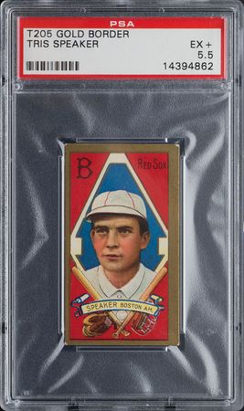 Lot #9033  T205 Gold Border Tris Speaker PSA EX+ 5.5 - Image 1
