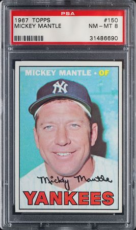 Lot #9150  1967 Topps #150 Mickey Mantle PSA NM-MT 8 - Image 1