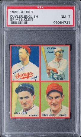 Lot #9109  1935 Goudey Cuyler, English, Grimes, Klein PSA NM 7 - Image 1