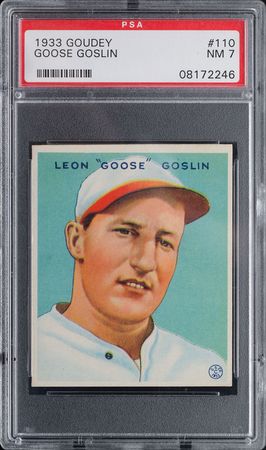 Lot #9085  1933 Goudey #110 Goose Goslin PSA NM 7 - Image 1