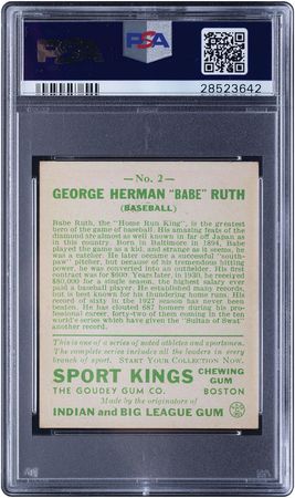 Lot #9102  1933 Sport Kings #2 Babe Ruth PSA EX-MT 6 - Image 2